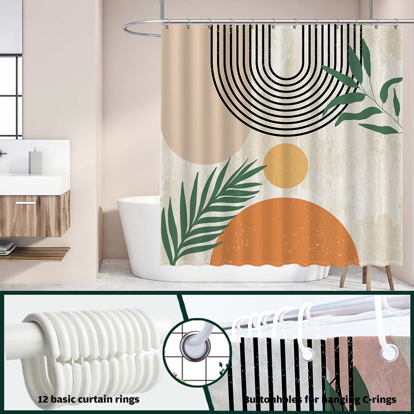 Boho Sunrise Arch Minimalist Shower Curtain