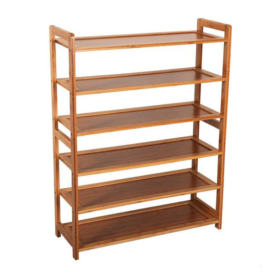 6-Tier Bamboo Shoe Rack Organizer – Adjustable Storage Shelf