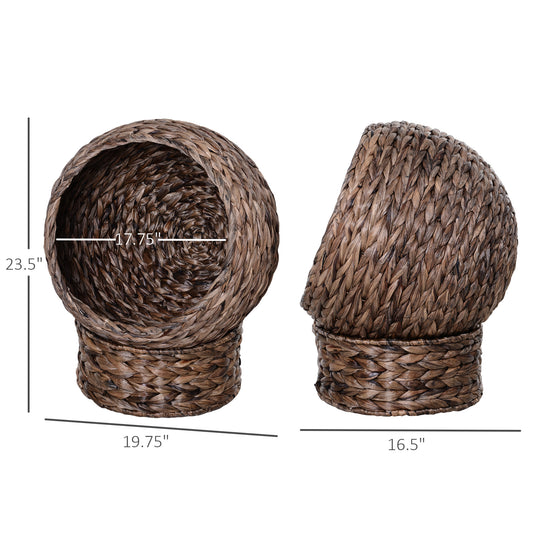 Elevated Handwoven Wicker Cat Nest with Plush Cushion