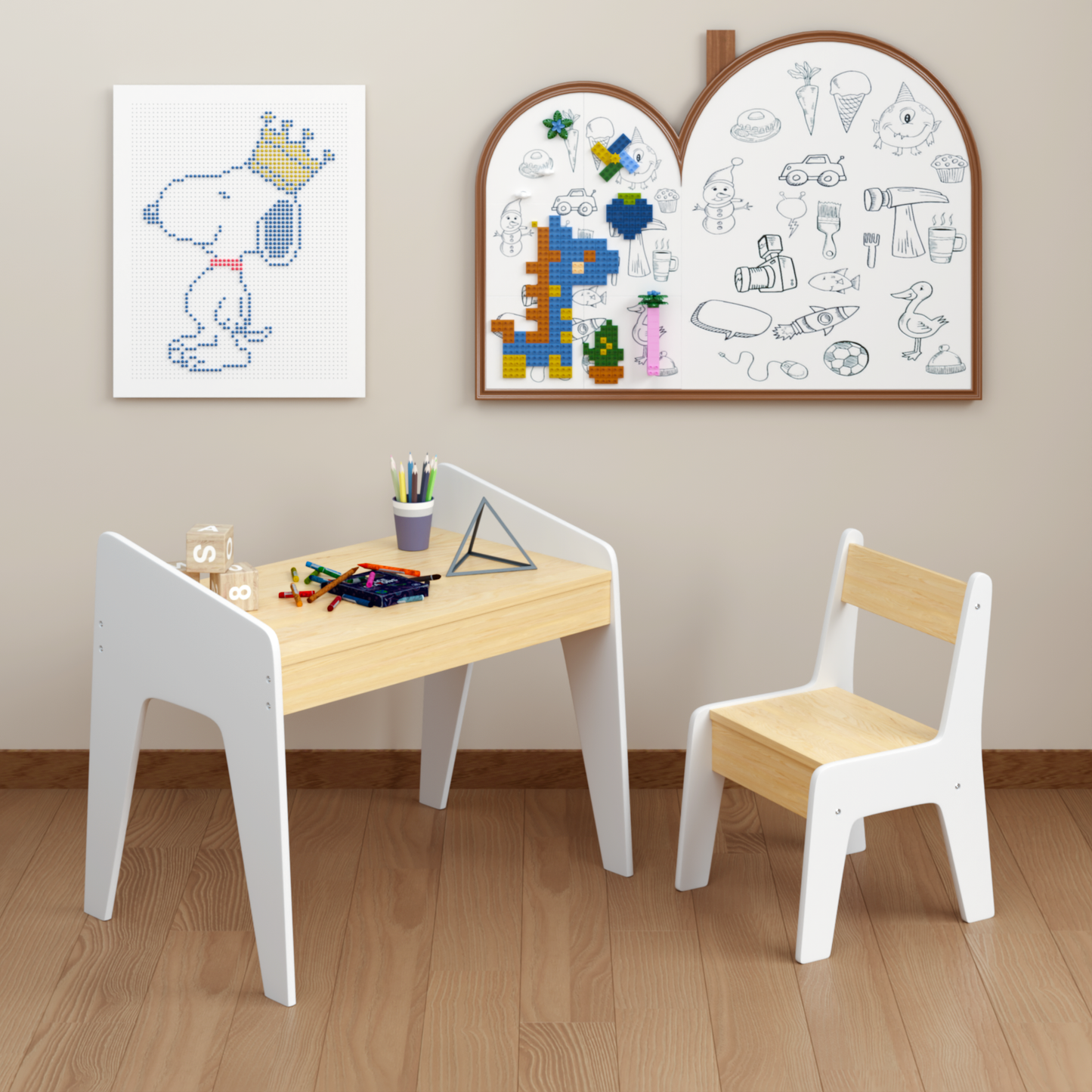 Scandinavian Study Corner for Toddlers & Ergonomic Chair Set (Ages 2–8)