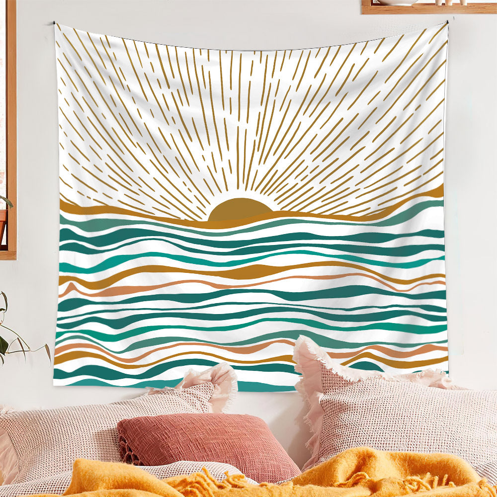 Boho Sun Wave Wall Tapestry – Minimalist Aesthetic Room Decor