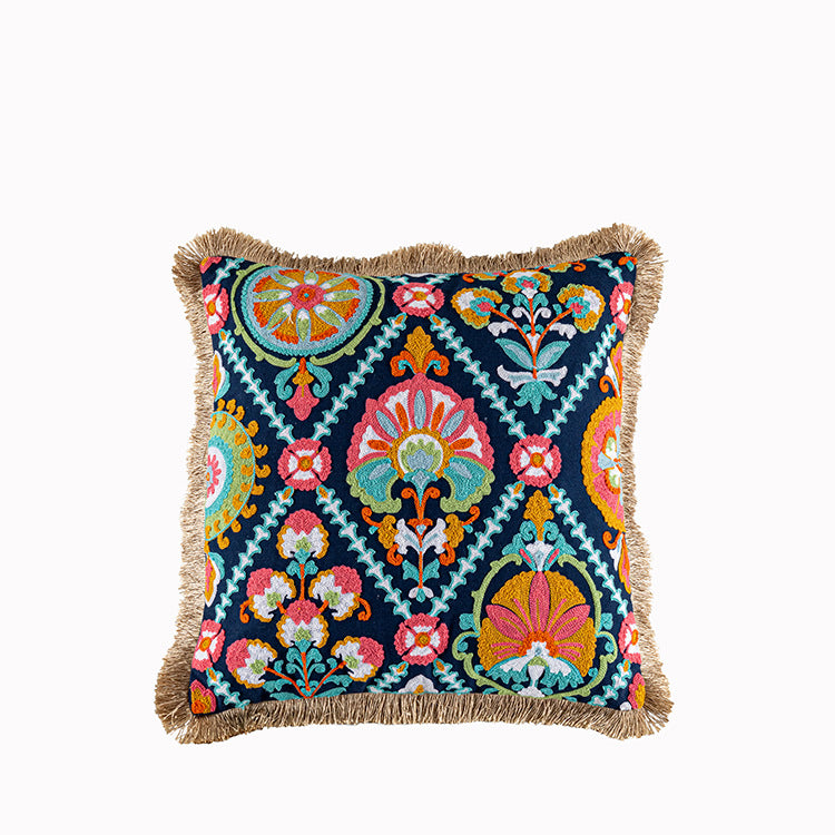 Artisan Embroidered Boho Throw Pillow Cover