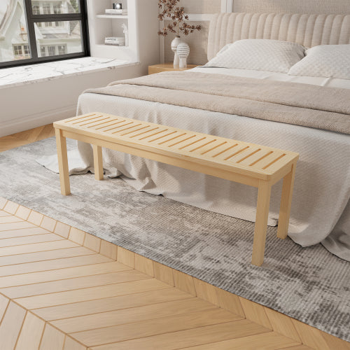 Nordic Solid Pine Slat Entryway and Bedroom Bench