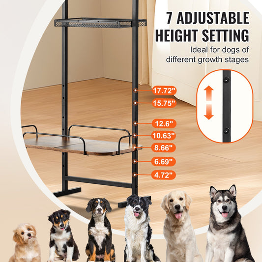 Elevated Dog Feeder with Storage Station