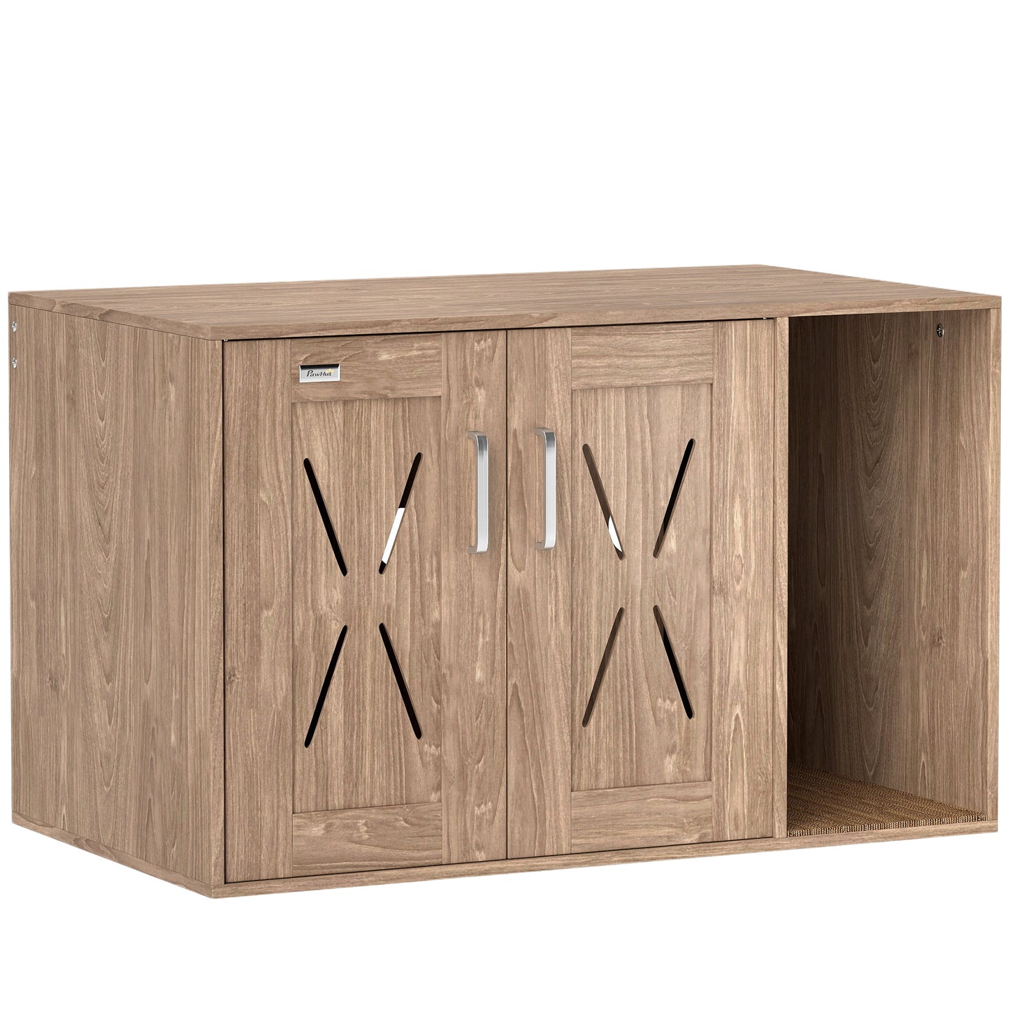 Walnut Hidden Cat Litter Box Enclosure with Scratcher