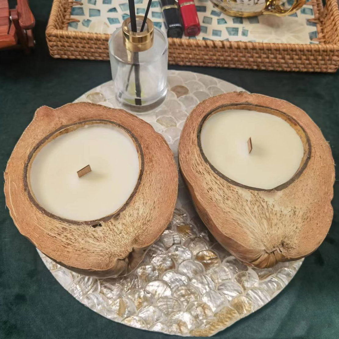 Coconut Shell Boat Candle