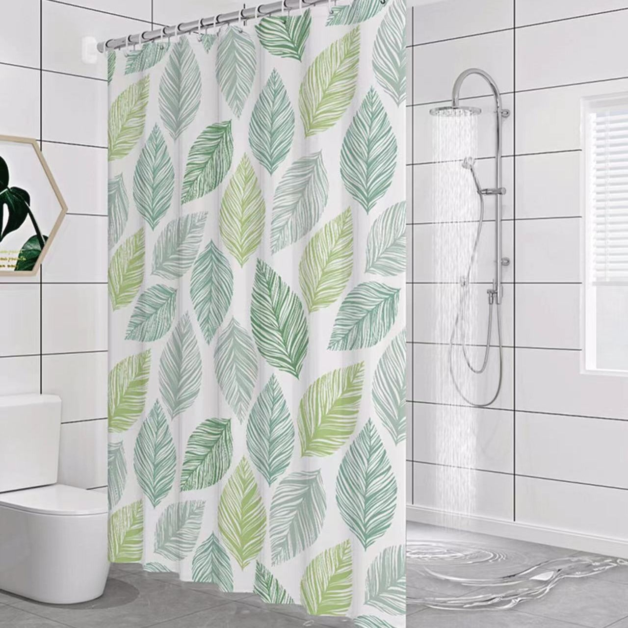 Tropical Banana Leaf Waterproof Shower Curtain