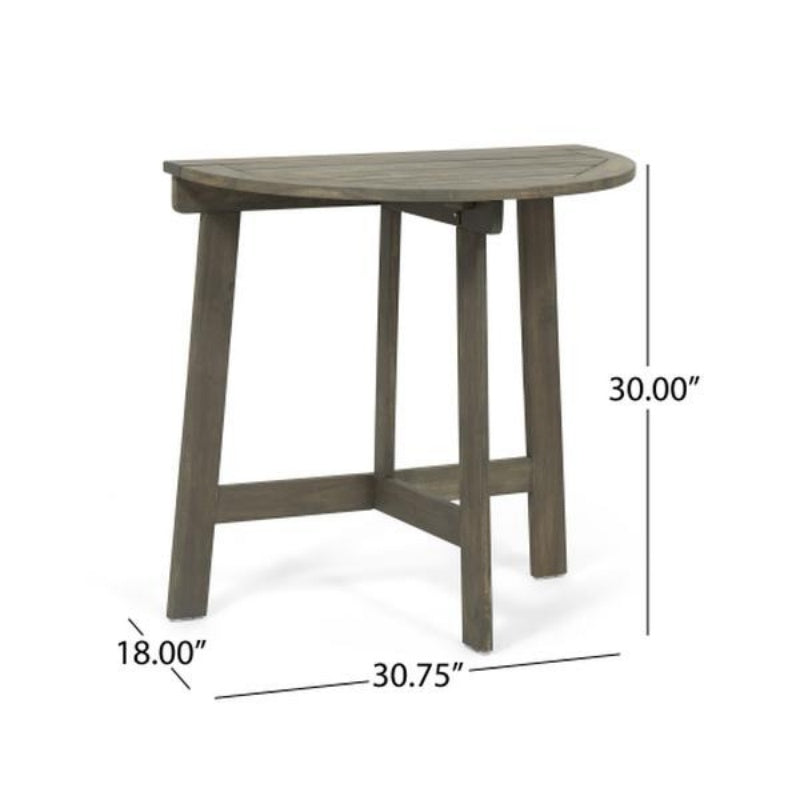 Folding Acacia Wood Half-Round Bistro Table – Space-Saving Balcony Patio Table
