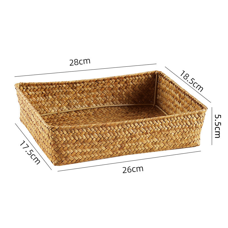 Handwoven Seagrass Storage Basket – Eco-Friendly Desktop & Home Organizer