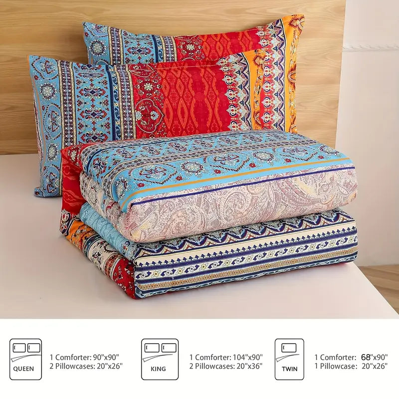 Artisan Crimson Bohemian Duvet Cover Set (Breathable Soft Bedding Set)