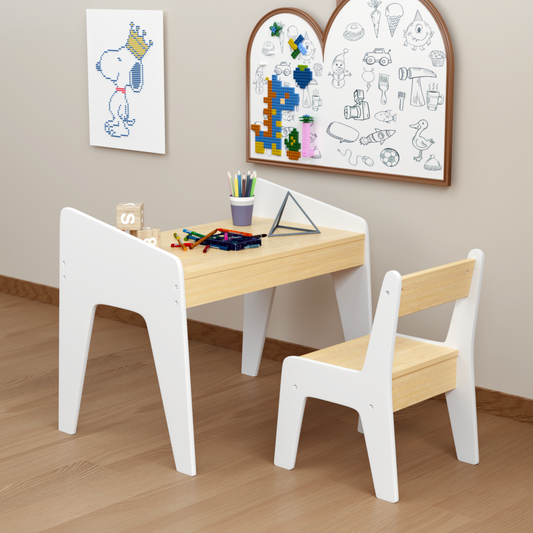 Scandinavian Study Corner for Toddlers & Ergonomic Chair Set (Ages 2–8)
