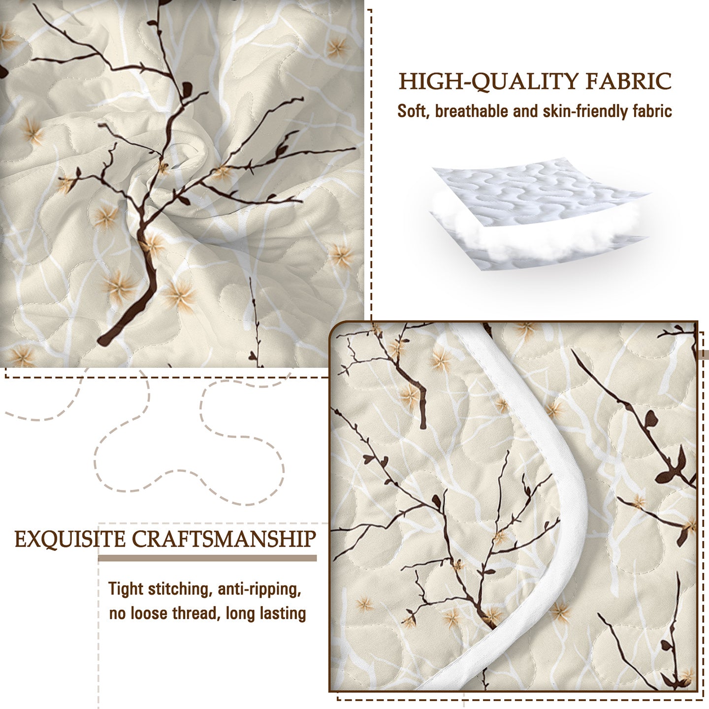 Arboreal Calm Tree Branch 3-Piece Quilt Set – Nature-Inspired Bedding