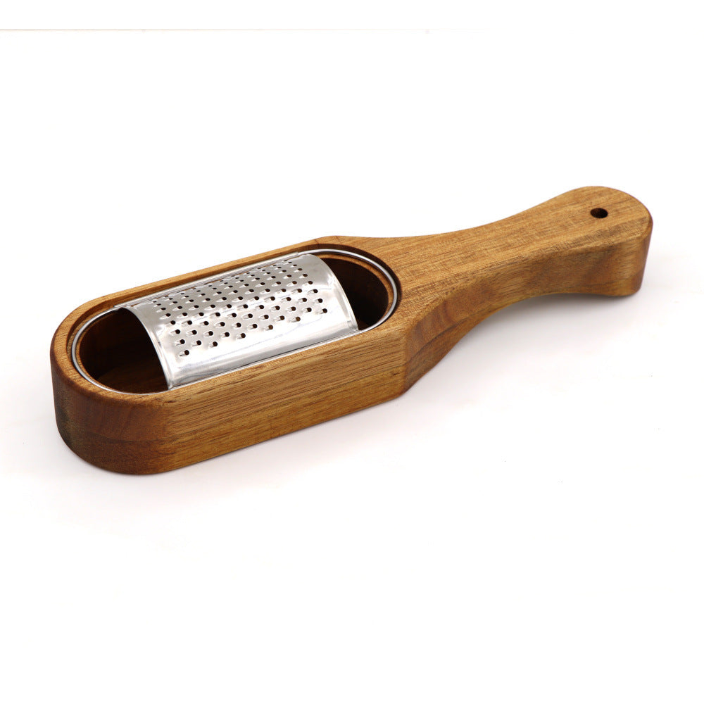 Acacia Wood Cheese Grater Bowl with Stainless Steel Blade