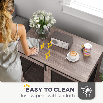 Rustic Barn Door Dog Crate End Table for Large Dogs