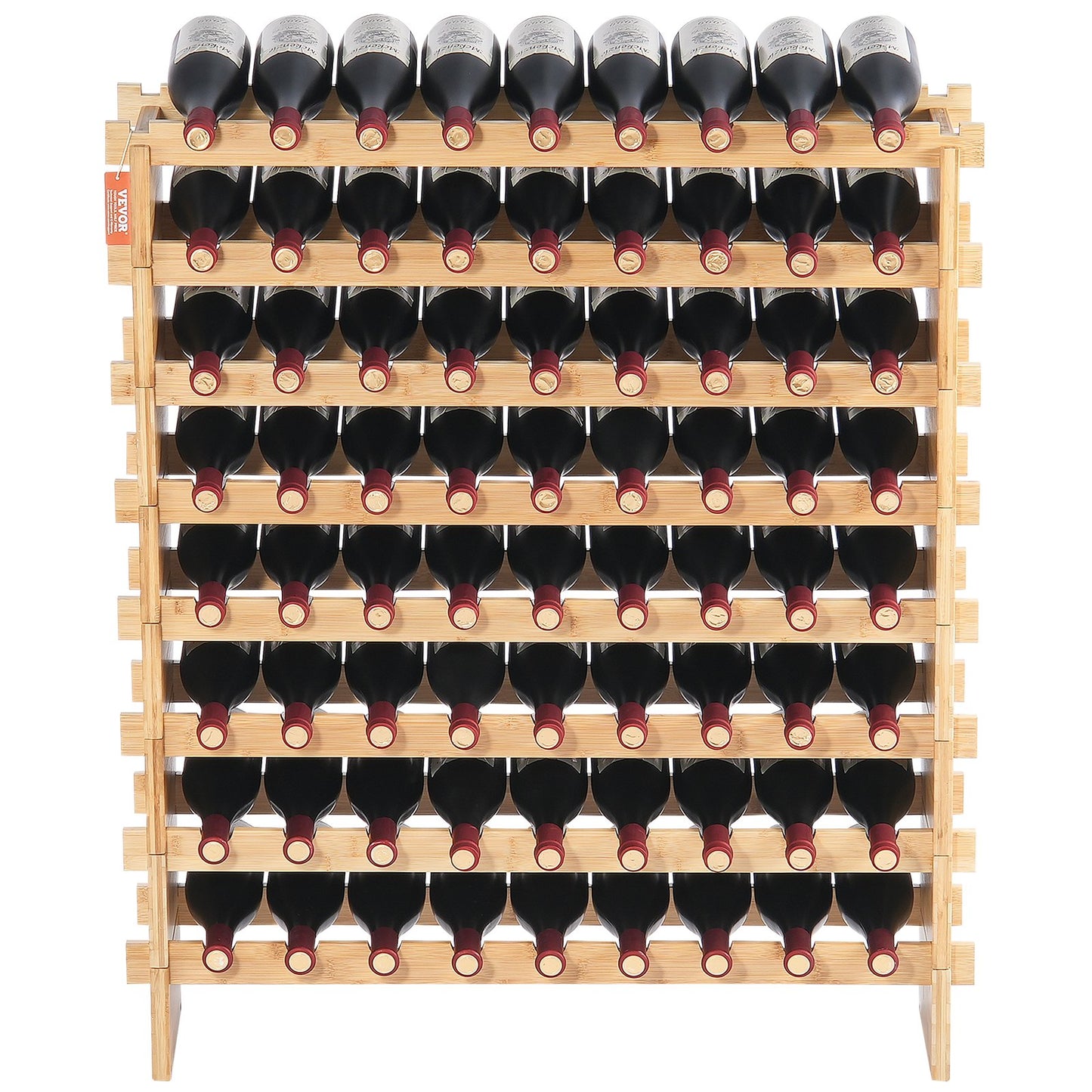 Modular 72-Bottle Bamboo Wine Rack for Home & Cellar
