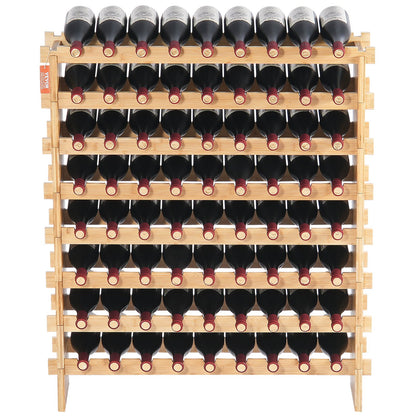 Modular 72-Bottle Bamboo Wine Rack for Home & Cellar