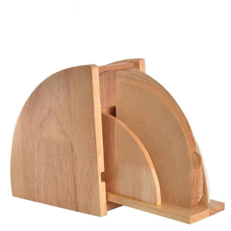 Minimalist Solid Wood Coffee Filter & Tissue Holder – Modern Wooden Organizer with Acrylic Accent