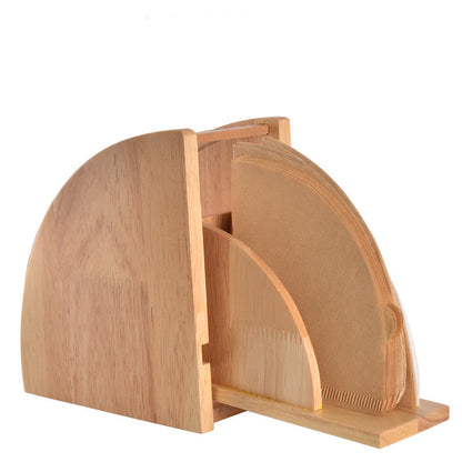 Minimalist Solid Wood Coffee Filter & Tissue Holder – Modern Wooden Organizer with Acrylic Accent