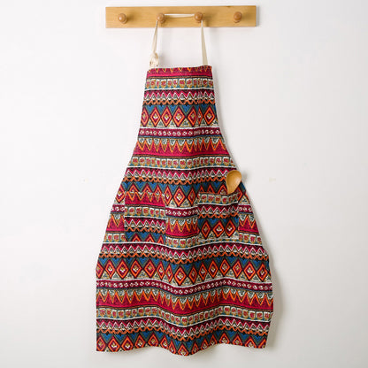 Linen-Cotton Kitchen Apron with Front Pocket