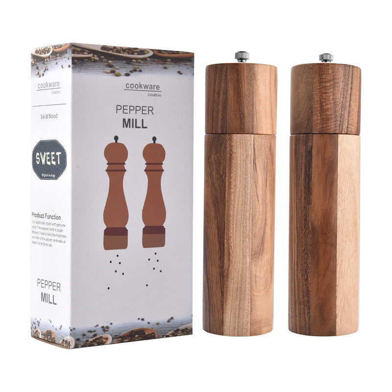 Acacia Wood Salt & Pepper Grinder – Manual Spice Mill with Ceramic Core