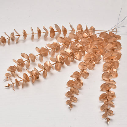 5pcs Metallic Gold Faux Eucalyptus Stems – Luxury Decorative Botanical Picks