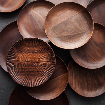 Black Walnut Round Serving Tray – Elegant Breakfast & Coffee Table Tray