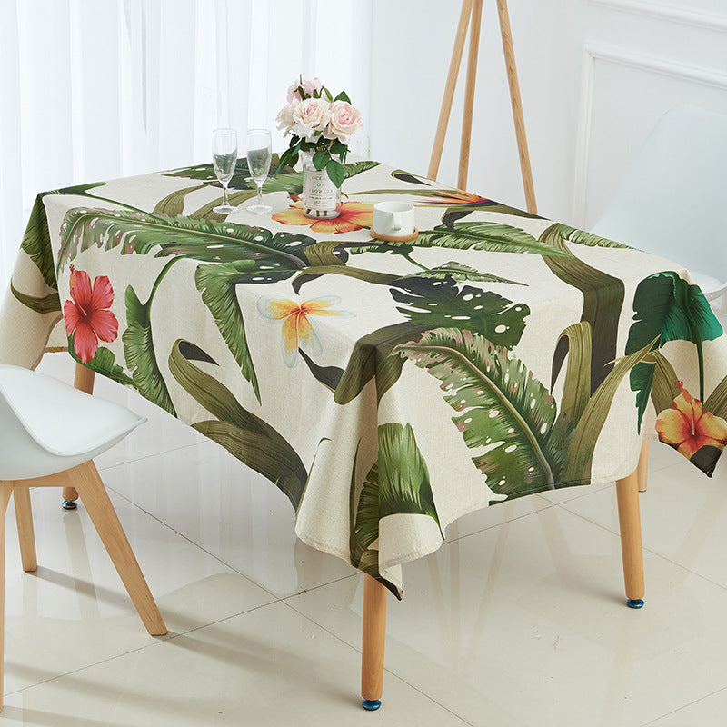 Verdant Haven Waterproof Tropical Botanical Tablecloth