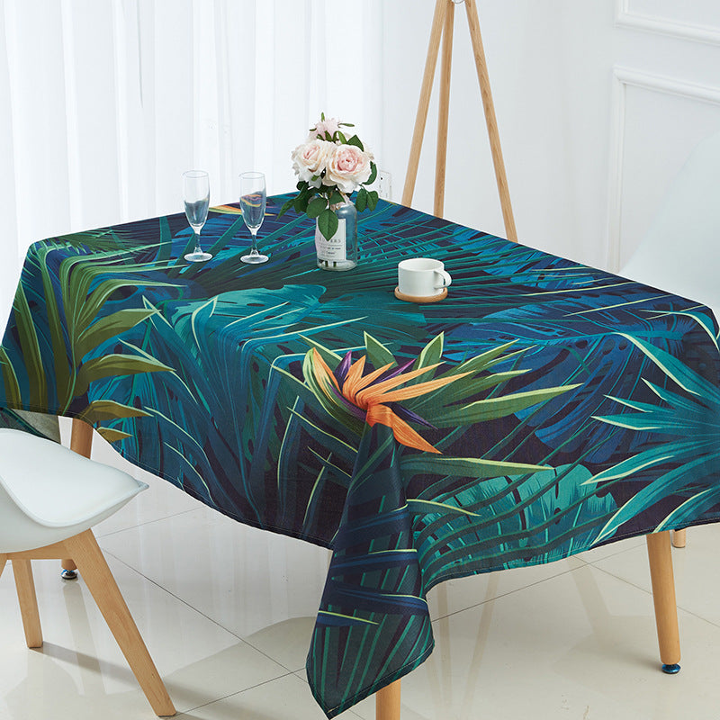 Verdant Haven Waterproof Tropical Botanical Tablecloth