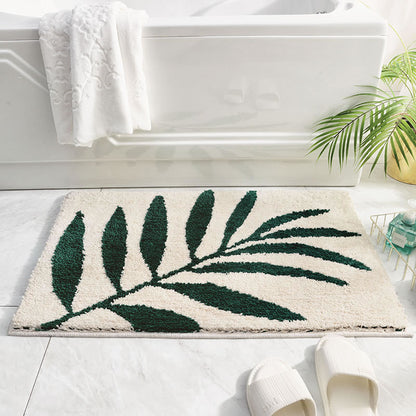 Botanical Leaf Non-Slip Bathroom Rug – Soft Nature-Inspired Bath Mat