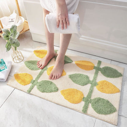 Botanical Leaf Non-Slip Bathroom Rug – Soft Nature-Inspired Bath Mat