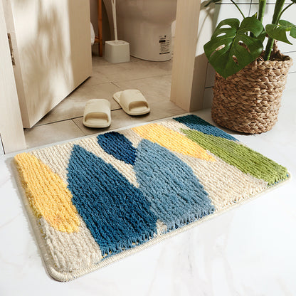 Botanical Leaf Non-Slip Bathroom Rug – Soft Nature-Inspired Bath Mat