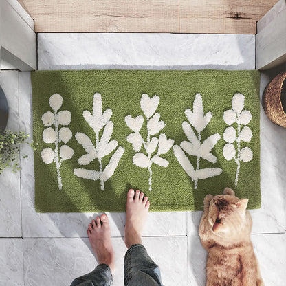 Botanical Leaf Non-Slip Bathroom Rug – Soft Nature-Inspired Bath Mat