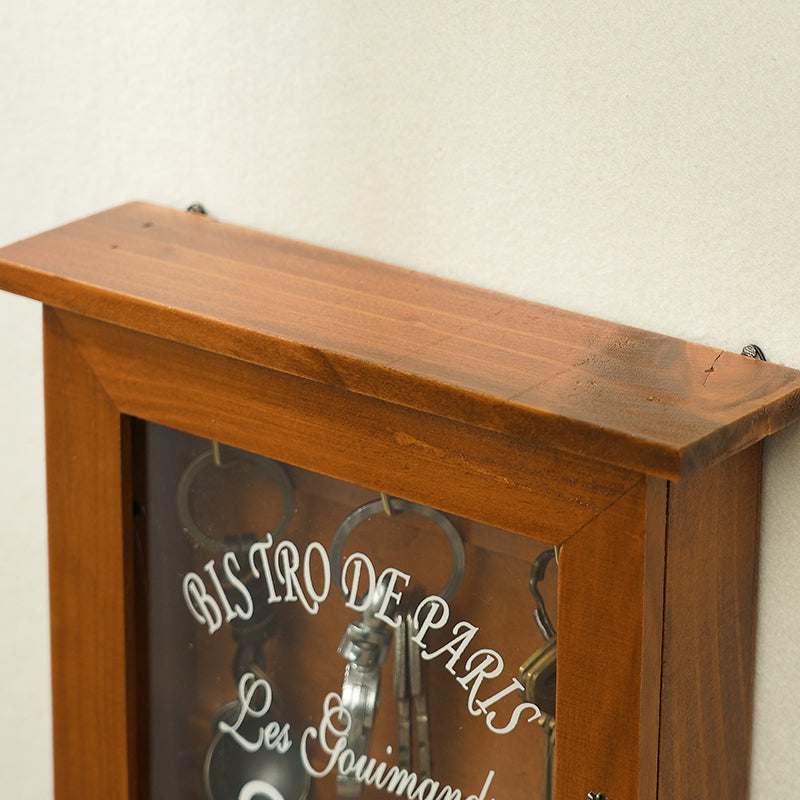 Vintage Wall-Mounted Wooden Key Holder Shelf – Entryway Key Organizer with Hooks