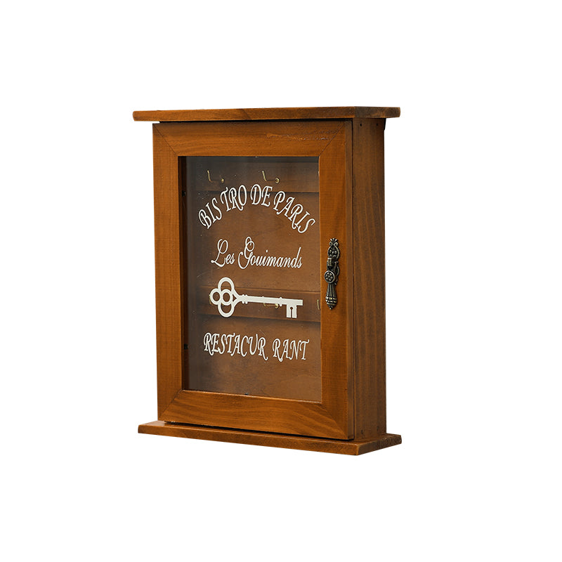 Vintage Wall-Mounted Wooden Key Holder Shelf – Entryway Key Organizer with Hooks