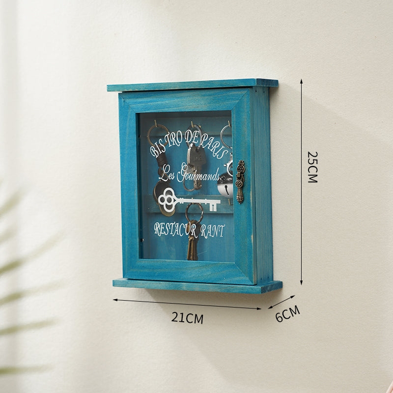 Vintage Wall-Mounted Wooden Key Holder Shelf – Entryway Key Organizer with Hooks