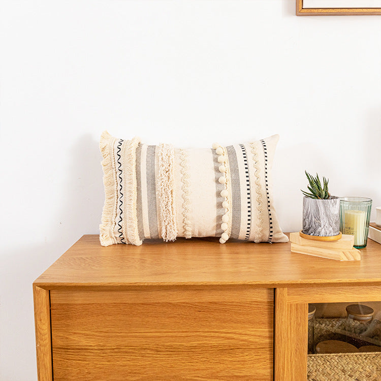 Artisan Boho Lace Cotton Throw Pillow with Insert