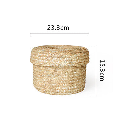 Wheat Straw Handwoven Storage Basket – Natural Eco-Friendly Shelf Organizer