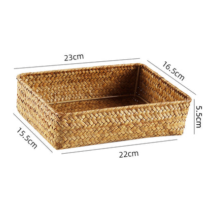 Handwoven Seagrass Storage Basket – Eco-Friendly Desktop & Home Organizer