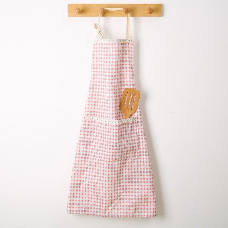 Linen-Cotton Kitchen Apron with Front Pocket