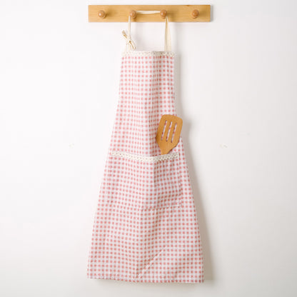 Linen-Cotton Kitchen Apron with Front Pocket