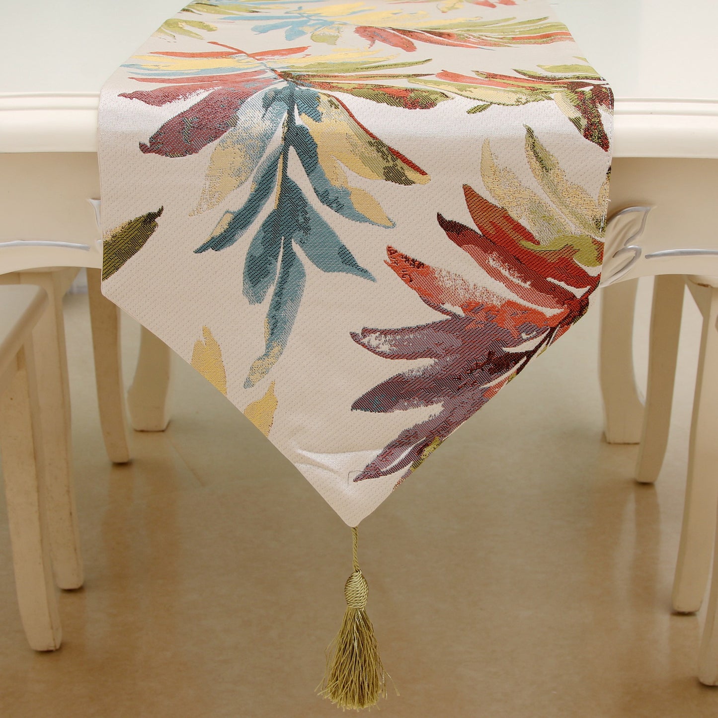 Botanical Leaf Table Runner – Farmhouse Nature Dining Decor