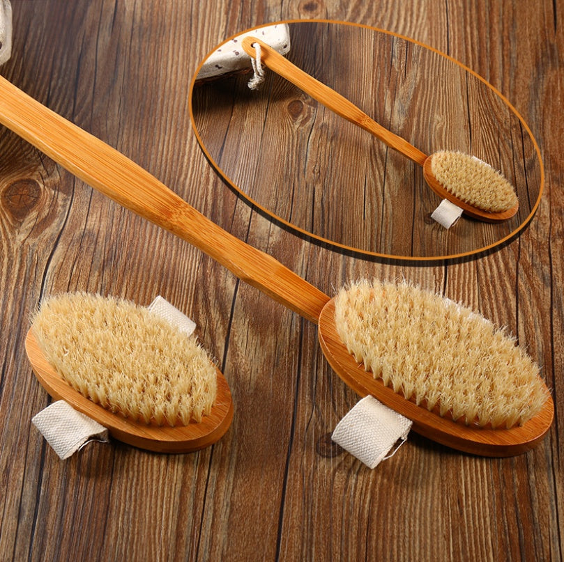 Eco Bamboo Dry Brushing Body Brush with Detachable Long Handle