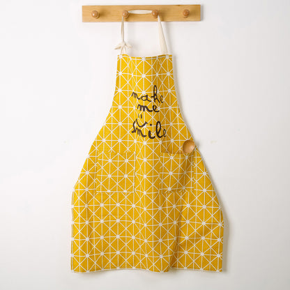 Linen-Cotton Kitchen Apron with Front Pocket
