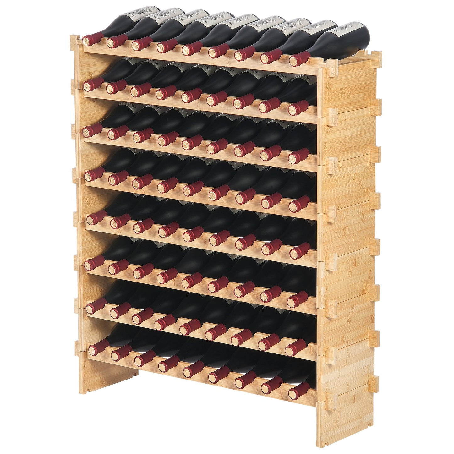 Modular 72-Bottle Bamboo Wine Rack for Home & Cellar
