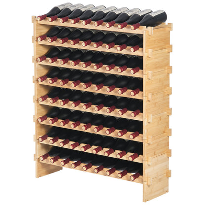 Modular 72-Bottle Bamboo Wine Rack for Home & Cellar