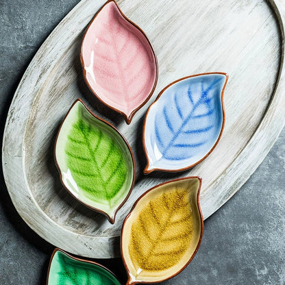 Botanical Ice-Crack Porcelain Leaf Serving Plate
