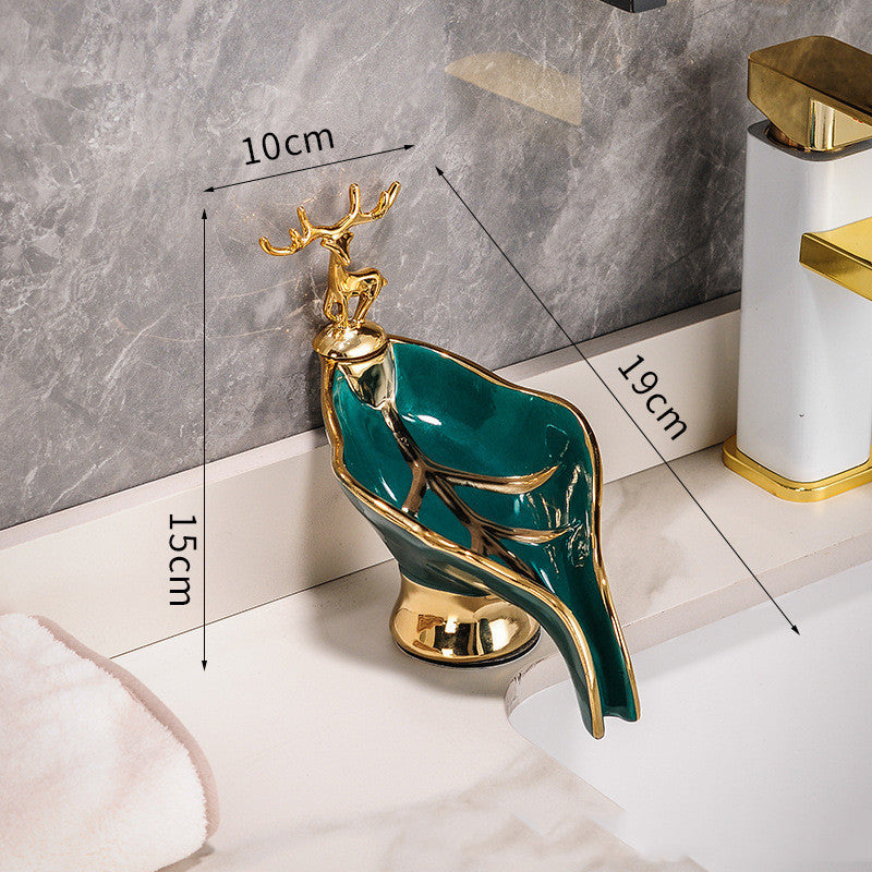 Botanical Leaf Ceramic Soap Dish – Elegant Bathroom & Kitchen Soap Holder