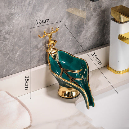 Botanical Leaf Ceramic Soap Dish – Elegant Bathroom & Kitchen Soap Holder