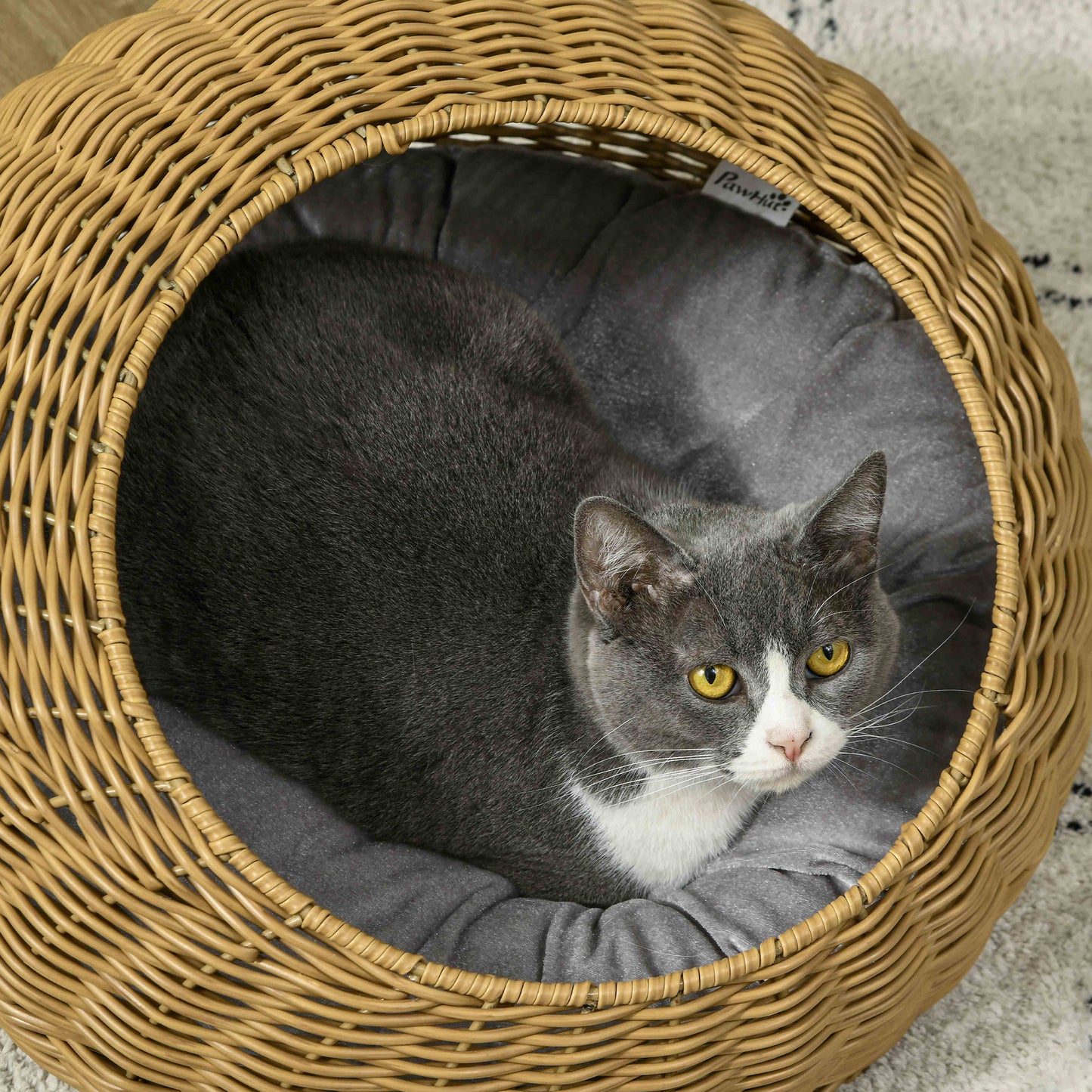 Boho Wicker Cat Cave Bed for Small Dogs & Cats
