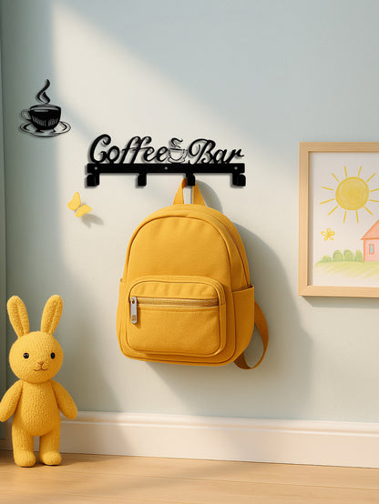 Wall Mounted Coffee Mug Rack with Hooks – Metal Coffee Cup Holder Organizer (5 Hooks)